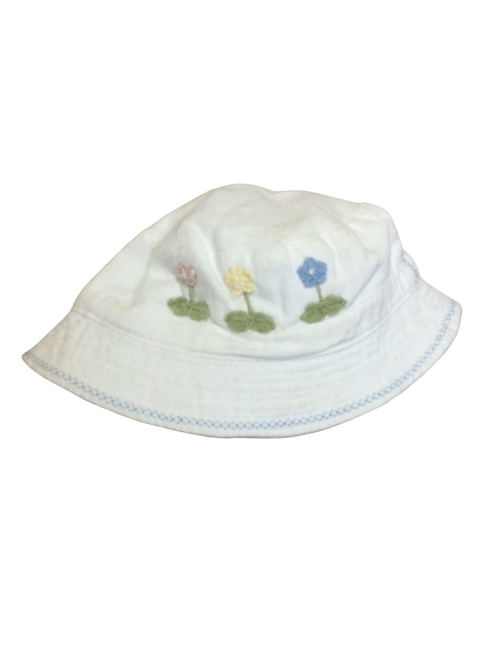 Girls Summer Hat Embroidered Flowers